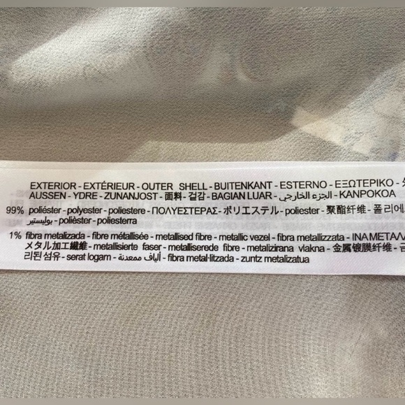 NWOT, ZARA, Dress With Print And Ruffles, Small, White, Blue, Tan - Picture 9 of 12